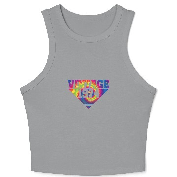 Discover Vintage 1974 Tie Dye Splash Color Triangle Crop Tank Top