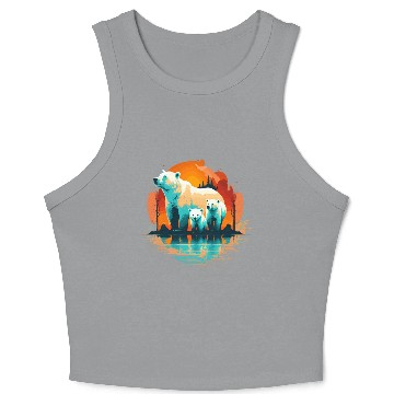 Discover Polar Bear with cubs, Snow Spectrum Crop Tank Top