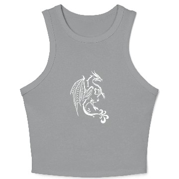 Discover White Tribal Dragon For Crop Tank Top