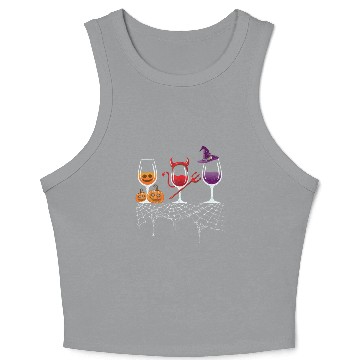 Discover Halloween Red Wine Glass Pumpkin Devil Witch Crop Tank Top