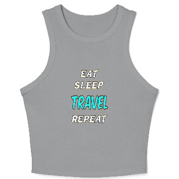 Discover DESIGNEAT SLEEP TRAVEL REPEAT Crop Tank Top