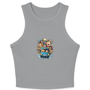 Discover Back to School Pre-K Kindergarten School Bus Crop Tank Top
