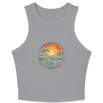 Discover serene ocean sunset with large waves (7) Crop Tank Top
