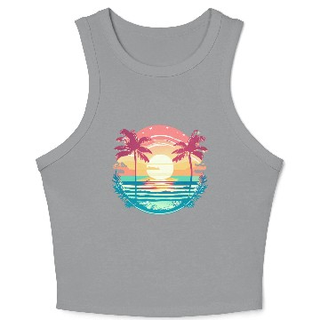Discover Tropical Serenity Sunset Crop Tank Top