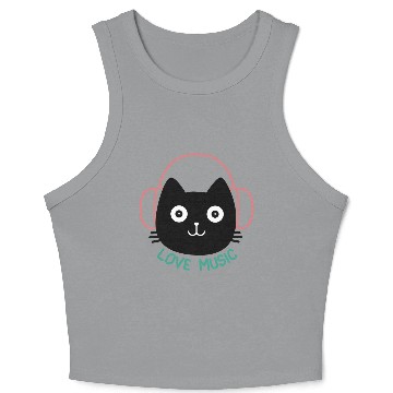 Discover Cute Cat Listening Music Crop Tank Top