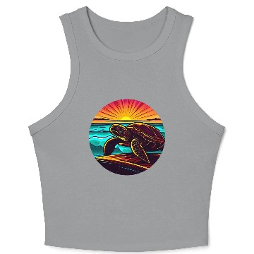 Discover Turtle at Sunset, Inspiring Nature Design Crop Tank Top