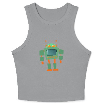 Discover Green And Orange Robot Crop Tank Top