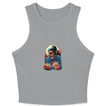 Discover skeleton holding playing cards and dice art Crop Tank Top