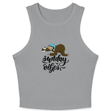 Discover Sunday Vibes Sloth Crop Tank Top