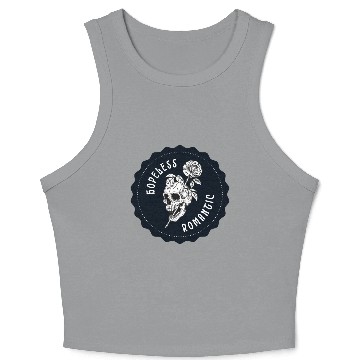 Discover Dark Navy Illustrated Skull Hopeless Romantic Crop Tank Top