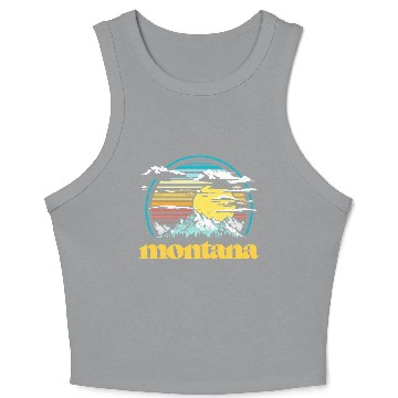 Discover Montana 80s Style Mountains Sun Crop Tank Top