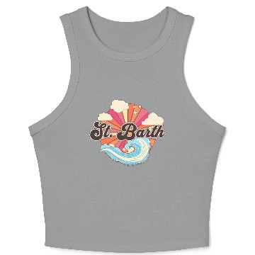 Discover Saint Barthelemy Retro 80s Beach Crop Tank Top