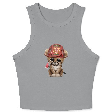 Discover Cute Cheetah Cub Firefighter Crop Tank Top