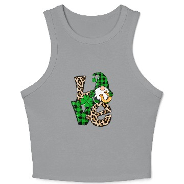 Discover Love Irish Gnome Shamrock Leopard Plaid St Patrick Crop Tank Top