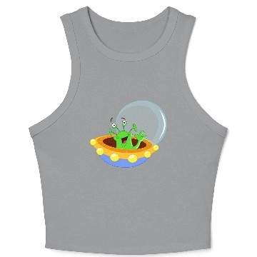 Discover Happy Green Alien Crop Tank Top
