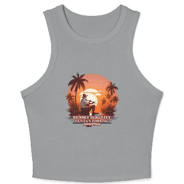Discover Fishing Santa river t shit design Crop Tank Top