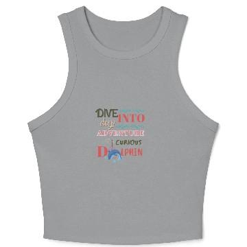 Discover Curious Dolphin: Diving into the Deep Adventure Crop Tank Top