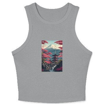 Discover Asia Landscape Serene Mount Fuji Crop Tank Top
