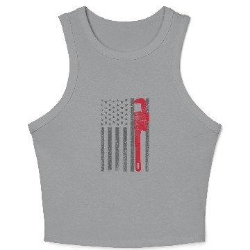 Discover American Flag Plumber Plumbing Worker Crop Tank Top