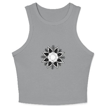 Discover black and white mandala flower Crop Tank Top