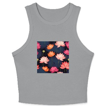 Discover Serenity Blooms: Timeless Lotus Pattern Crop Tank Top