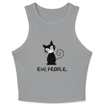 Discover Funny Ew People Black Cat Face Mask Crop Tank Top