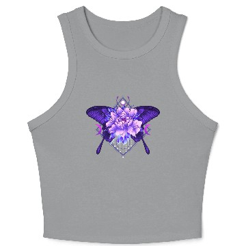 Discover Peony Butterfly geometric tattoo Crop Tank Top