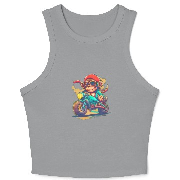 Discover monkey driving a motorcycle in the summer Crop Tank Top