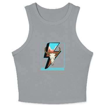 Discover Cowboy Crop Tank Top, Lightning Cow Skull Dessert Cactus