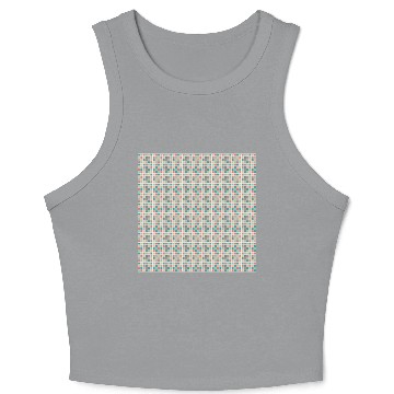 Discover Retro Checkered Pattern Yellow Teal Coral Crop Tank Top