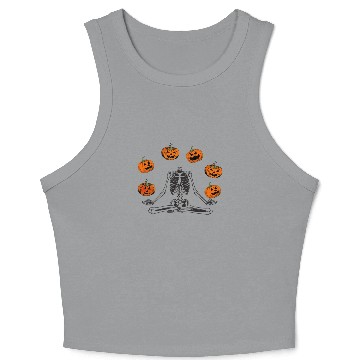Discover Pumpkin skeleton yoga funny halloween Crop Tank Top