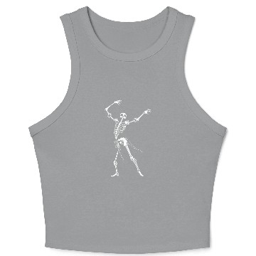 Discover Dancing Skeleton White Crop Tank Top