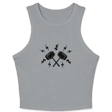 Discover Two hammers of Thor surrounded by lightning Crop Tank Top