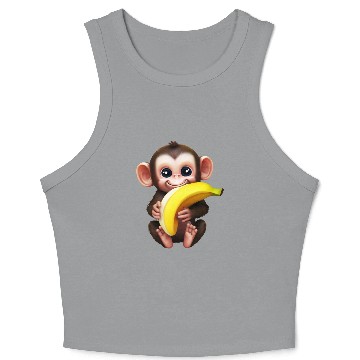 Discover Chimpanzee with Banana - Monkey Lover Design Crop Tank Top