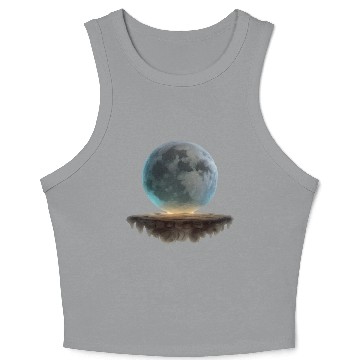 Discover 3 Dimensional (3D) Full Moon and Floating Island Crop Tank Top