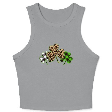 Discover St Patricks Day Leopard Print Plaid Shamrock Crop Tank Top