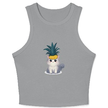 Discover Pineapple cat Crop Tank Top