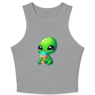 Discover Alien Extraterrestrial Ice Blue Green Crop Tank Top