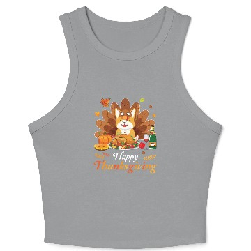 Discover Corgi Turkey Costume Wine Pie Pumpkin Happy Crop Tank Top