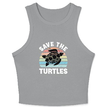 Discover Save The Turtles Sea Turtle Retro Sunset Crop Tank Top