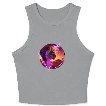 Discover Synthwave desert Lion Crop Tank Top