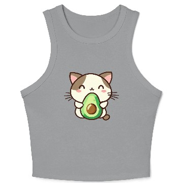 Discover Cat with avocado Crop Tank Top