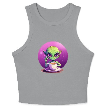 Discover midnight Coffee: The Green Alien Drinker Crop Tank Top