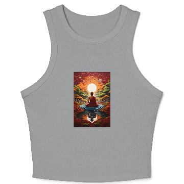 Discover Buddha Serenity: Zen Garden Sunset Crop Tank Top