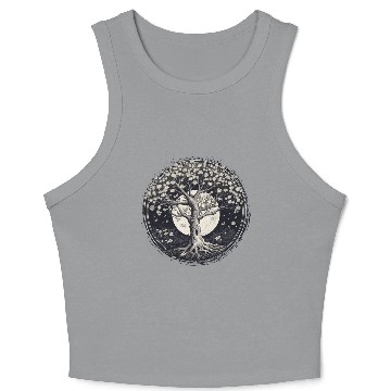 Discover White Tree of Life Crop Tank Top
