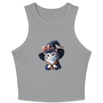Discover Cute Watercolor Witch Cat Crop Tank Top