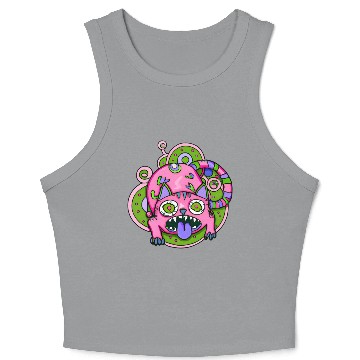 Discover Psychedelic Trippy Cat Crop Tank Top