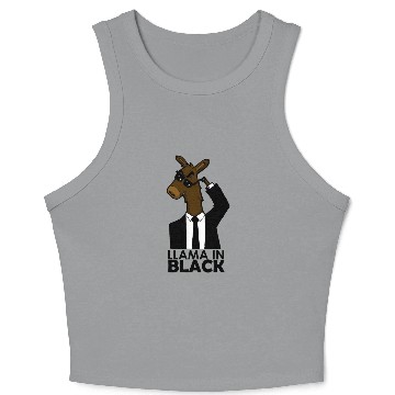 Discover Llama In Black Crop Tank Top