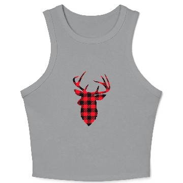 Discover Deer Head Buffalo Plaid Crop Tank Top