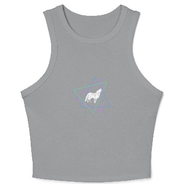 Discover Geometric Howling Wolf Crop Tank Top